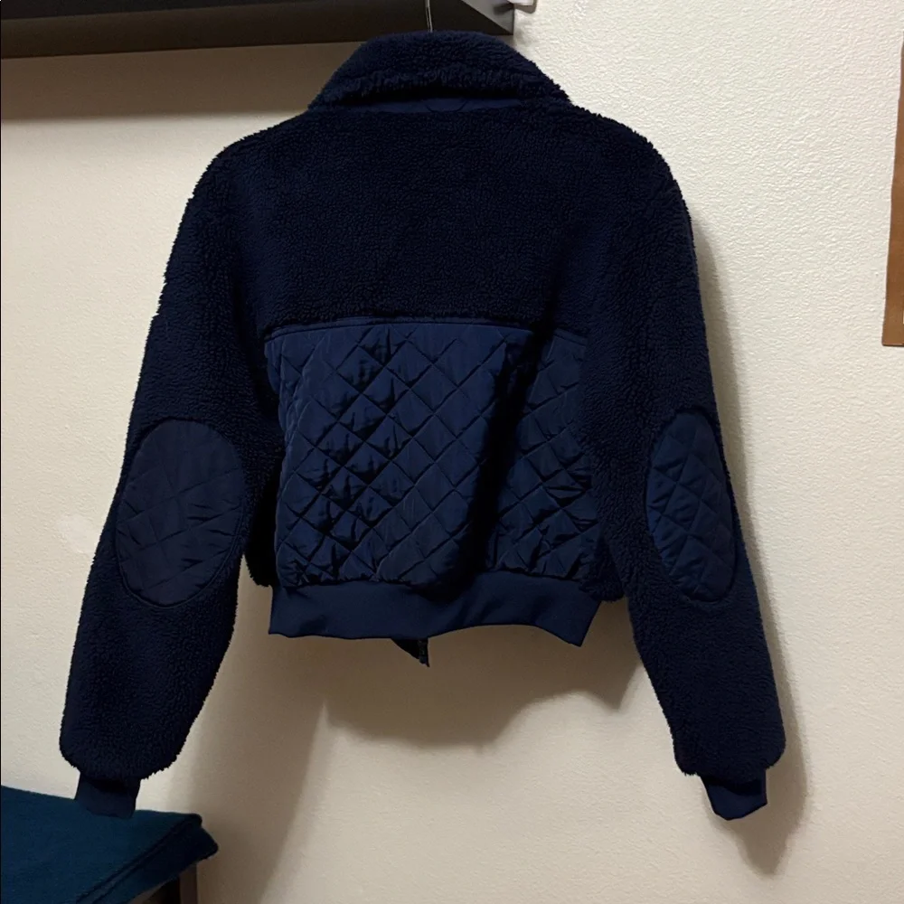 ALO Yoga Navy Blue Sherpa Edge Bomber Jacket Sz XS fits S also, NWT, PRICE FIRM